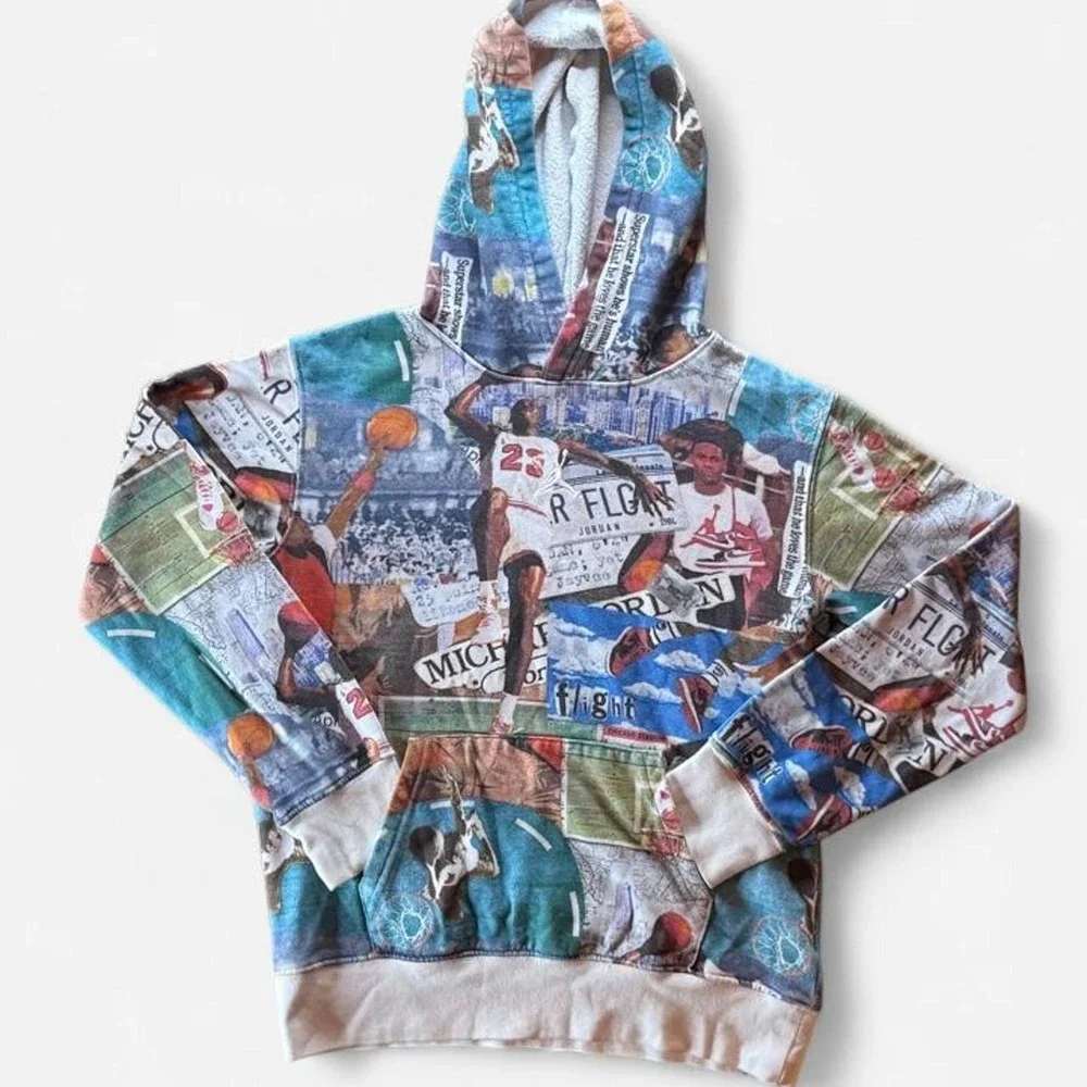 Vintage Jordan hoodie newspaper collage